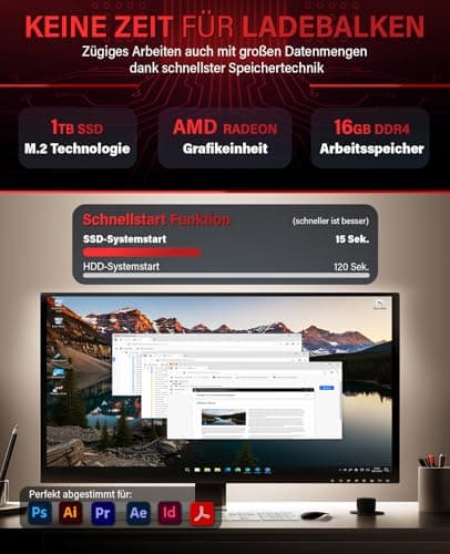 Greed® Multimedia V2 PC mit AMD Ryzen 5 5500GT - Schneller Rechner + Computer für Büro & Home Office mit 4,4 GHZ, 16 GB RAM/Arbeitsspeicher - 1TB SSD - DVD+RW - USB3.1 - WLAN, inkl. Windows 11 Pro Multi | V2 AMD Bild 8