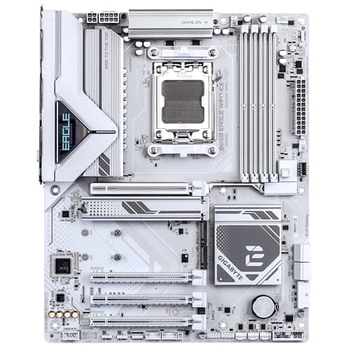 GIGABYTE B850 Eagle WIFI7 Ice Mainboard – AMD Ryzen 9000 Serie Prozessoren, digitales 8+2+2 Phasen VRM, bis zu 8200 MHz DDR5 (O.C.), 1x PCIe 5.0 + 2X PCIe 4.0 M.2, Wi-Fi 7, 2.5 GbE LAN, USB 3.2 Gen 2 Bild 4