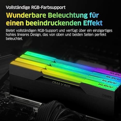 KLEVV CRAS V DDR5 RGB 32GB (2X 16GB) 6000MH/z CL28 Gaming-Arbeitsspeicher-Kit XMP 3.0 Hochleistungs-Übertaktung 28-36-36-76 – Schnelleres Gaming mit extrem niedrigem CL28 Bild 6