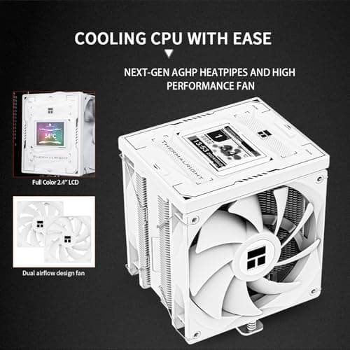 Thermalright Burst Assassin 120 Vision CPU-Kühler mit 6,1 cm (2,4 Zoll) 320 x 240 Auflösung IPS-Display, LCD-Bildschirm, Doppel-CPU-Lüfter, Computer-CPU-Luftkühlung für LGA1700/1851, AM4/AM5,6 Bild 6