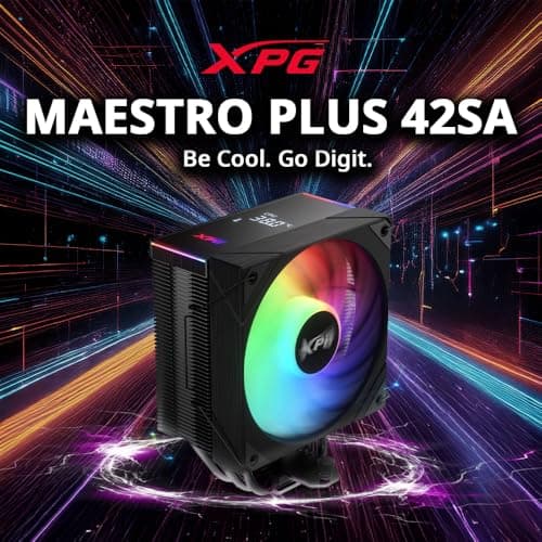 XPG Maestro Plus 42SA CPU-Luftkühler – 220W TDP, Digitales Echtzeit-Display, 4 Heatpipes, 120mm FDB-Lüfter, ARGB, 63,62 CFM, Intel LGA 1851/1700 & AMD AM5/AM4 kompatibel Bild 4