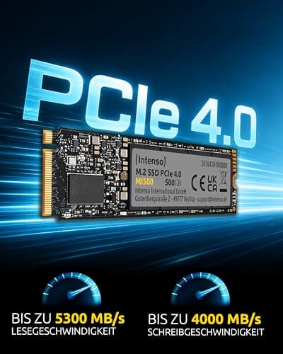 Intenso MI500 500 GB NVMe SSD, M.2 Interne SSD, PCIe 4.0 Gen4x4, 5300 MB/s Lesen, 4000 MB/s Schreiben, Solid State Drive, 500 GB 500GB M.2 PCIe MI500 Bild 4