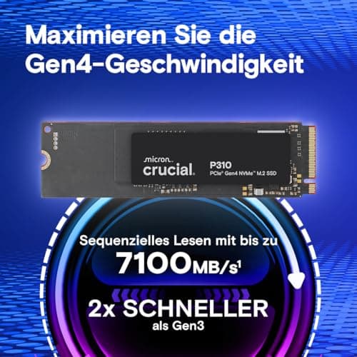 Crucial P310 SSD 1TB M.2 2280 PCIe Gen4 NVMe, bis 7.100 MB/s, für Laptop, Desktop PC & Handheld Spielekonsolen, Interne Festplatte - CT1000P310SSD801 Bild 4