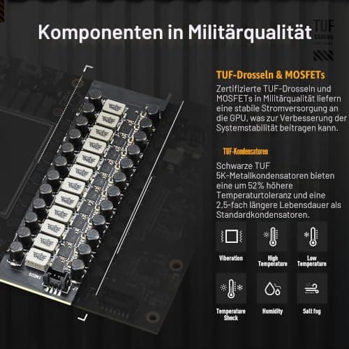 ASUS TUF Gaming GeForce RTX ™ 5090 32GB GDDR7 OC Edition Gaming Grafikkarte (PCIe® 5.0, HDMI®/DP 2.1, 3.6-Slot, Komponenten in Militärqualität, schützende PCB-Beschichtung, Axial-Tech-Lüfter, Bild 4