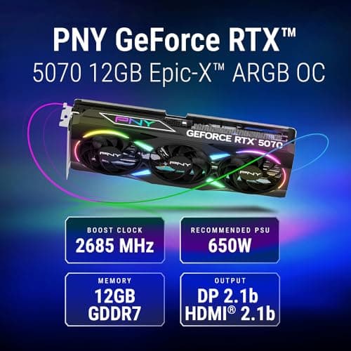 PNY GeForce RTX™ 5070 12GB ARGB OC Triple Fan Grafikkarte DLSS 4 VCG507012TFXXPB1-O 12GB Bild 4