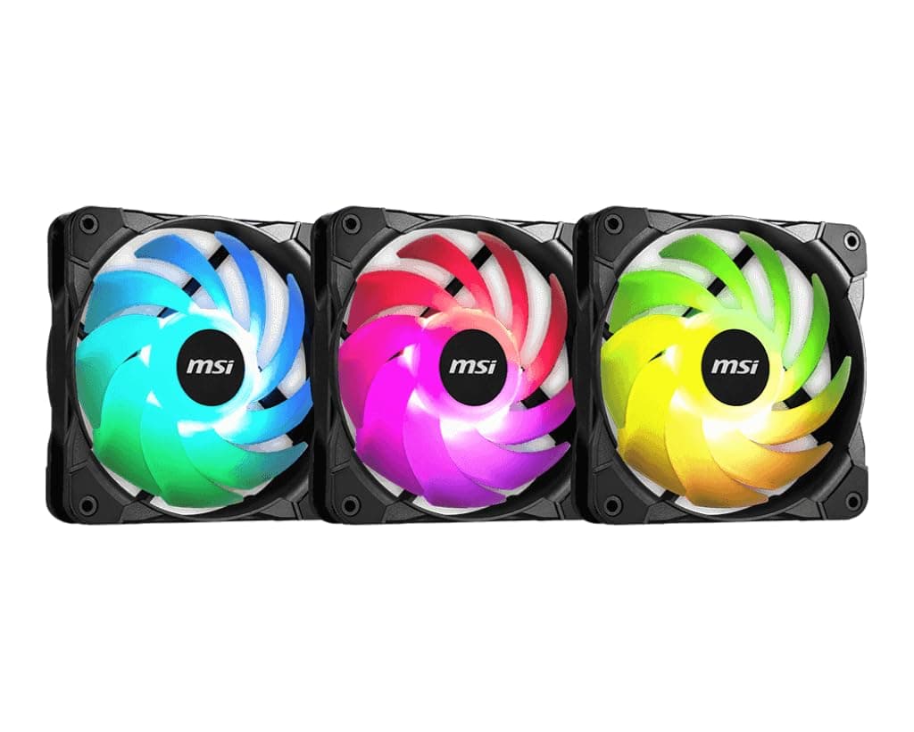 MSI MAX F12A-3 120 mm Gehäuse Lüfter (3 x 120 mm Lüfter, 3er Pack, schwarz, ARGB), A-RGB Bild 2
