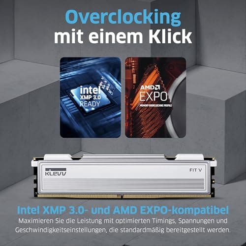 KLEVV FIT V 32GB (2X 16GB) DDR5 Gaming RAM 6000MT/s PC5-48000 Ungepuffert Non-ECC 1,35V CL30 Speicherkit 32 GB FiIT V CL30 6000MH/z Bild 8