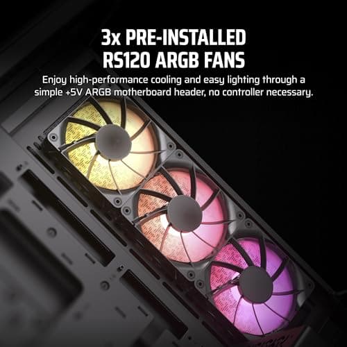 CORSAIR 3500X ARGB Mid-Tower ATX PC-Gehäuse - Gehärtetes Panorama-Glas - Umgekehrte Verbindung Motherboard-Kompatibel - 3x CORSAIR RS120 ARGB-Lüfter Enthalten - Schwarz ARGB Schwarz Bild 6