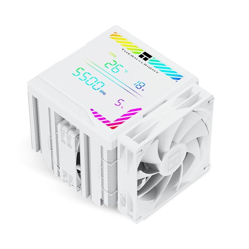 Thermalright TR Peerless Assassin 140 Digital White CPU Kühler Air mit 6 Heatpipes, Magnetische Display Board Abdeckung, Double Towers und Lüfter, für AM4/AM5 und Intel lga1700/1851/1200/2011