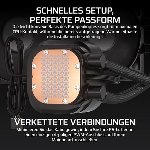 CORSAIR NAUTILUS 360 RS LCD Flüssig-CPU-Kühler – 360mm AIO – Schwarz | 2,1-Zoll-IPS LCD-Bildschirm, Einfache Daisy-Chain-Verbindungen, Intel LGA 1851/1700, AMD AM5/AM4, Enthält 3x RS120-Lüfter Bild 7