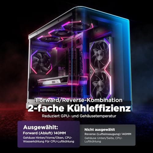 AsiaHorse RGB PC Lüfter 120MM Gehäuselüfter [3 Stück] [HDB] 61,5 CFM/2000 RPM/2,16 MMH2O ARGB Lüfter 5V3PIN ARGB und 12V4PIN PWM Lüfter, 50,000 Stunden Lebensdauer Nyota-A12-Schwarz Schwarz 3 x 120MM-Forward Bild 5