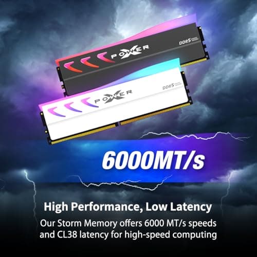Silicon Power DDR5 64GB (2x32GB) Storm RGB 6000MT/s (PC5-48000) 288-pin CL38 1.35V UDIMM Desktop Memory Module RAM SP064GXLWU60BFDK Grau Bild 8
