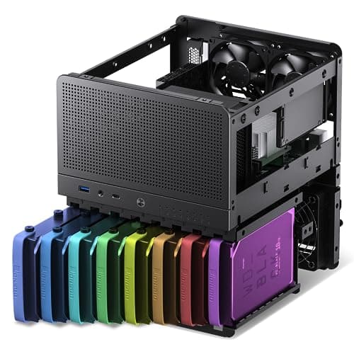 Jonsbo N3 NAS Gehäuse Schwarz – Kompaktes Mini-ITX Aluminium-Case für 8X 3,5" HDDs, Hot-Swap-fähig, 2X 80-mm-Lüfter, SFX-Netzteil, USB-C Bild 8