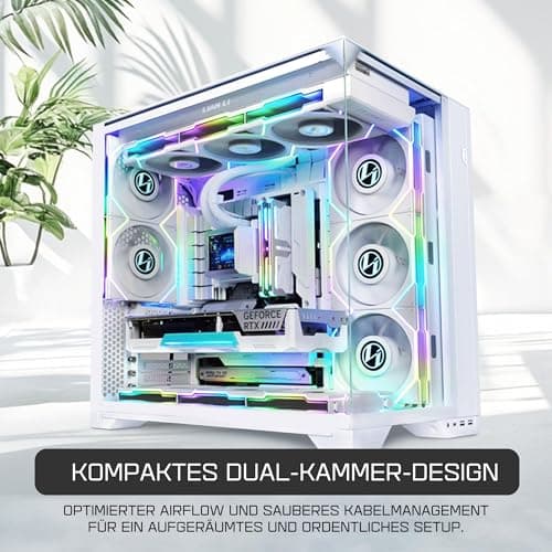 Lian Li O11 Vision Compact Gaming PC Gehäuse ATX Weiß - Midi Tower PC Gehäuse mit Tempered Glass, Grafikkarten bis 408 mm, bis zu 360 mm Radiatoren, White PC Case Stahl, Aluminium, Gehärtetes Glas Bild 3
