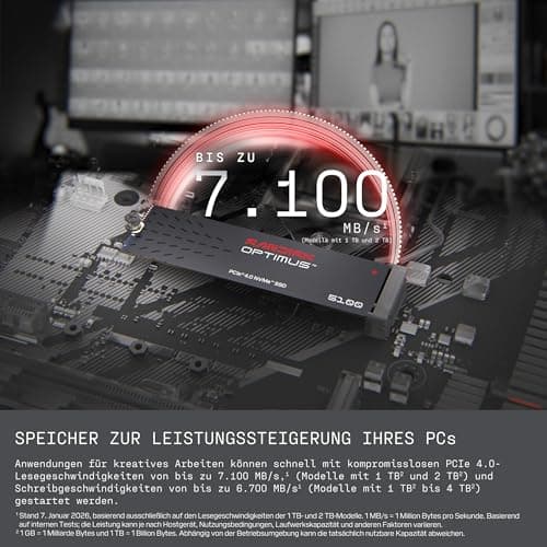 SANDISK Optimus 5100 NVMe SSD 1 TB (bis zu 7.100/6.700 MB/s sequentielles Lesen/Schreiben, M.2 2280, PCIe 4.0x4) Bild 3