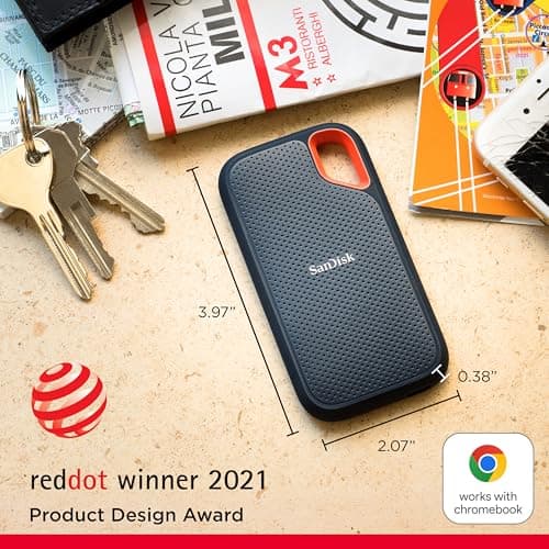 SANDISK Extreme Portable SSD 1 TB (tragbare NVMe SSD, USB-C, bis zu 1.050 MB/s Lesen, bis 1.000 MB/s Schreiben, Wasser- und staubbeständig) Schwarz 2. Portable 1.050MB/s 1 TB Schwarz Bild 4