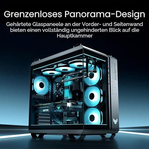 ASUS TUF Gaming GT502 Horizon TG ARGB White modulares Zweikammer-Gehäuse (Panoramadesign, 4 vorinstallierte ARGB-Lüfter, Front Panel High-Speed USB Type-C, weiß) Bild 6