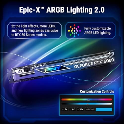 PNY GEFORCE RTX™ 5060 8GB ARGB Overclocked Triple Fan DLSS 4 Grafikkarte VCG50608TFXXPB1-O ARGB OCTriple Fan Bild 6
