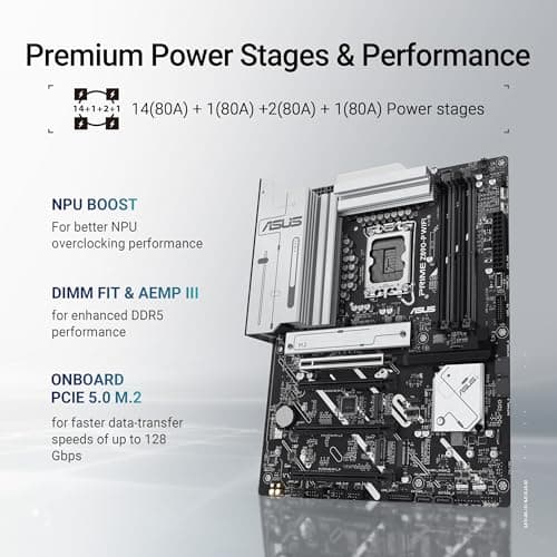ASUS Prime Z890-P WiFi Gaming Mainboard Sockel Intel LGA1851 (ATX, DDR5, PCIe 5.0, 4X M.2, DisplayPort, HDMI, Advanced AI, Aura Sync, WiFi 7, PCIe Slot Q-Release) Bild 6