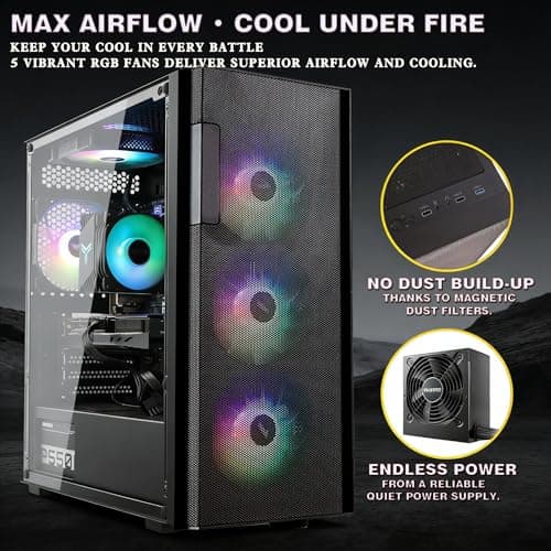 Gaming PC Core i5-12400F, GeForce RTX 3060, B610, 8GB 3200MHz DDR4 RAM, 500GB NVMe SSD, P550W, 5 RGB Lüfter, WLAN, leistungsstarker Gaming- & Kreativ-PC CoreI5 I5 12400F|RTX3060|8GB DDR4|500GB Bild 4