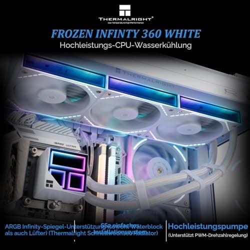 TR Frozen Infinity 360 WHITE, Dreifach-PWM-Lüfter mit 2000 U/min, Desktop-Aio-CPU-Kühler, für AM4 / AM5 und Intel LGA1150 1151/1200/2011/1700/1851, EA-Kühler Bild 4