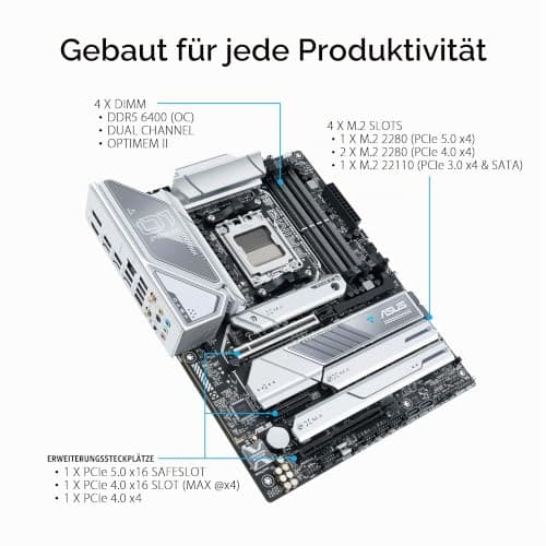 ASUS PRIME X670E-PRO WIFI Gaming Mainboard Sockel AMD AM5 (Ryzen 7000, ATX, PCIe 5.0, 4. M.2, DDR5-Speicher, USB 3.2 Gen 2 Typ-C, Aura Sync RGB-Beleuchtung) 90MB1BL0-M0EAY0 Bild 6