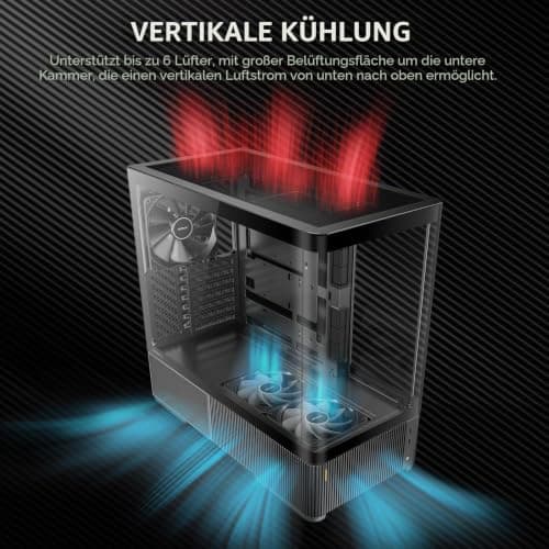 ANTEC Constellation C6 Curve Air ATX Midi Tower PC Gehäuse – Panoramic Glasdesign, High-Airflow Gaming Case, Tempered Glass, Schwarz Bild 6