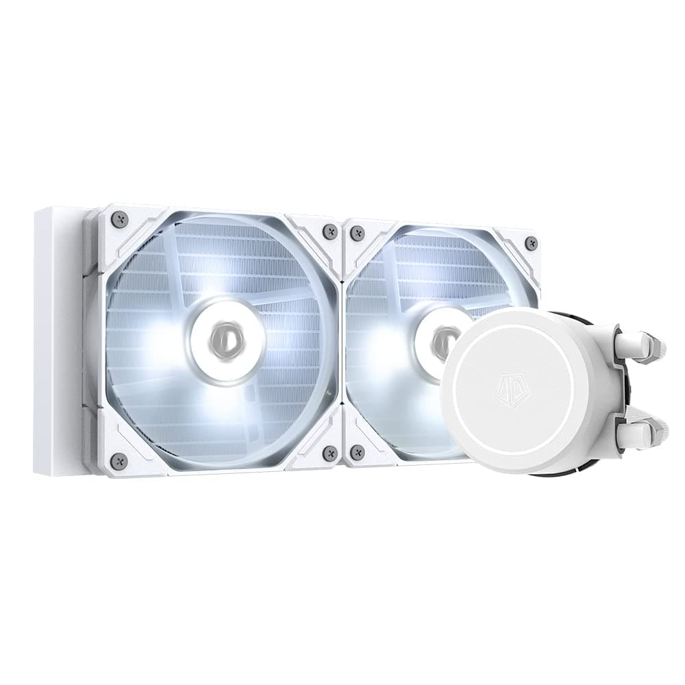 ID-COOLING FROSTFLOW X 240 SNOW CPU-Wasserkühler, AIO-Kühler, 240-mm-CPU-Flüssigkeitskühler, weißes LED-Licht, 2 x 120-mm-PWM-Lüfter, Intel 1200, 115X, AMD AM4 Bild 2