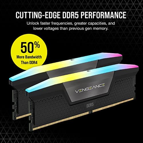CORSAIR Vengeance RGB DDR5 RAM 96GB (2x48GB) Bis zu 5200MHz CL38 Intel XMP 3.0 Desktop-Arbeitsspeicher – Schwarz (CMH96GX5M2B5200C38) Schwarz 96GB (2x48GB) Bild 6