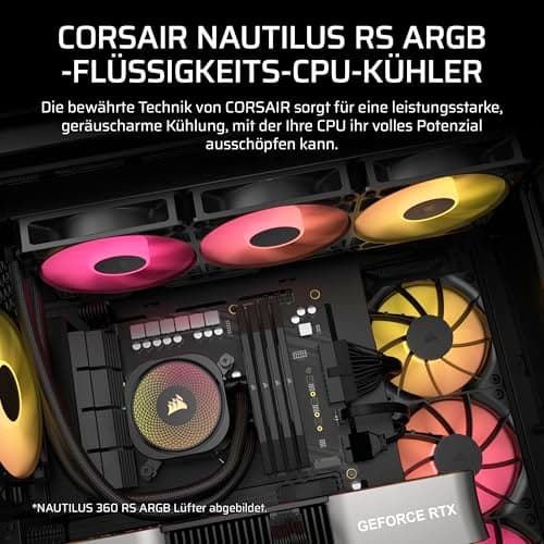 Corsair Nautilus 240 RS ARGB CPU-Flüssigkeitskühler – 240mm AIO – Geräuscharm – Direkter Mainboard-Anschluss – Intel LGA 1851/1700, AMD AM5/AM4 – 2X RS120 ARGB-Ventilatoren Inbegriffen – Schwarz Bild 4