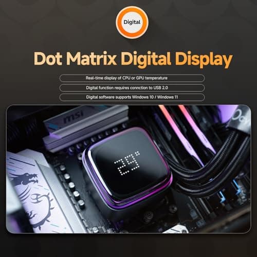 Ocypus Iota L36 BK AIO Wasserkühlung PC mit Digitalem Temperaturdisplay, 360mm CPU Kühler, ARGB Aluminiumpumpe, PWM Lüfter mit FDB Lagern, 300W TDP,für Intel LGA 115x/1200/1700/1851 & AMD AM4/AM5 Bild 6