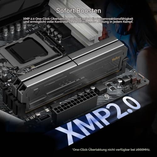 Netac DDR4 RAM 32GB Kit (2x16GB) 3200MHz DRAM 288-Pin UDIMM Desktop-Speicher CL16-20-20-40 1.35V Intel XMP 2.0 Computer-Speicher-Schwarz 2×16GB Bild 7