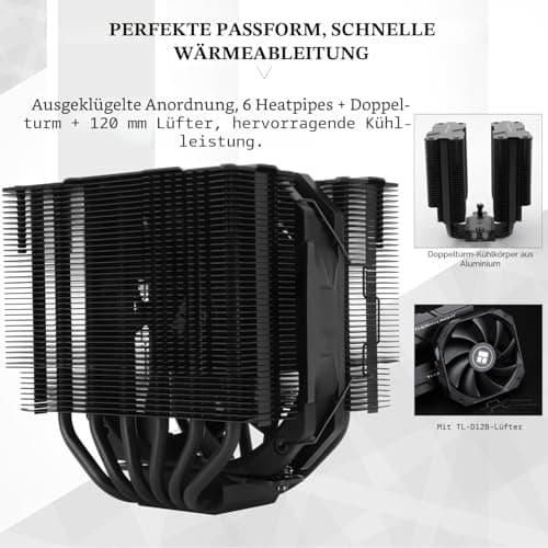 Thermalright Peerless Assassin 120 MINI Black CPU-Luftkühler, 6 Heatpipes, 120mm TL-D12B PWM-Lüfter,135mm hoch, Doppelturmkühler, für AM4/AM5/Intel LGA 1851/1700/1150/1151/1200/2011 Bild 4