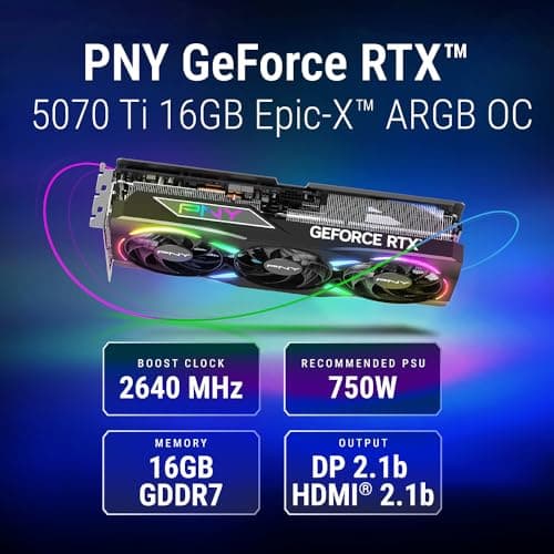 PNY GeForce RTX™ 5070Ti 16GB ARGB OC Triple Fan Grafikkarte DLSS 4 Bild 4