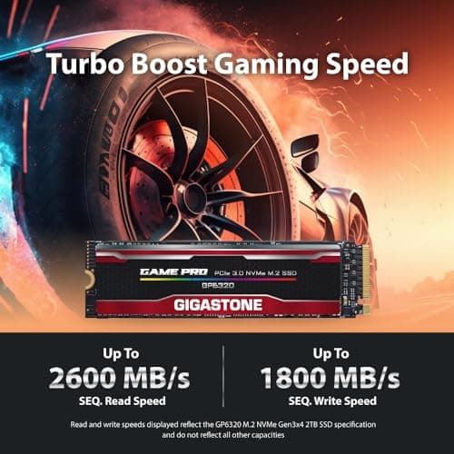 Gigastone SSD 2TB NVMe Gen3 Gaming M.2 2280 PCIe 3.0x4 Internes Solid State Laufwerk Festplatte Speicher Für PS5 Gamer Videoschnitt Grafikbearbeitung PC Laptop IT Pro 3D NAND SLC Cache 2,400MB/s Bild 4