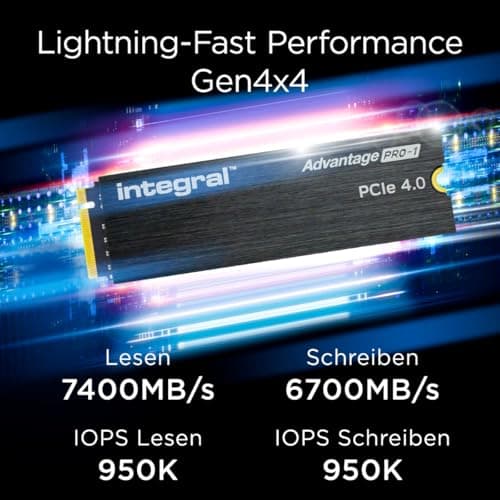 Integral 4TB Advantage Pro-2 M.2 2280 PCIe Gen4 X4 NVMe 1.4 SSD Bis zu 7200 MB/s Lesen & 6200 MB/s Schreiben - Kein Kühlkörper Verbesserte Zuverlässigkeit für Gaming, Bearbeitung, Rendering & mehr Bild 4