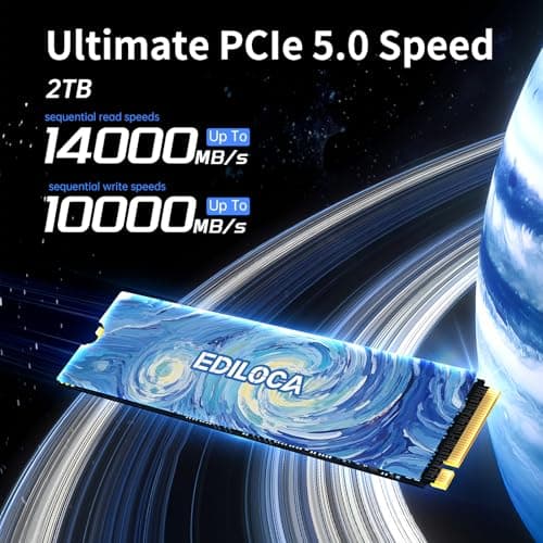 Ediloca EN1400 PRO NVMe M.2 SSD 2TB, PCIe 5.0, 14,000 MB/s Read, 1,0000 MB/s Write,1400TBW (Written terabytes), Internal SSD for Gaming, Video Editing and AI Bild 3