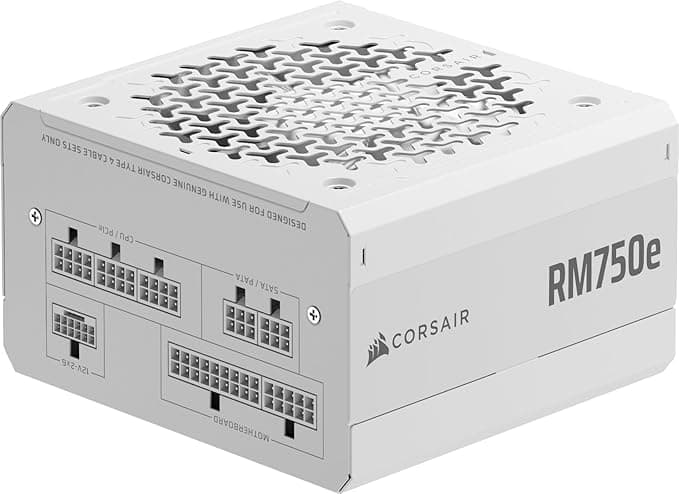 Corsair RM750e (2025) Vollmodulares Low-Noise ATX-Netzteil mit 12V-2x6-Kabel - ATX 3.1 & PCIe 5.1 konform, Cybenetics Gold Effizienz, 105°C bewertete Kondensatoren, moderner Standby-Modus, Weiß RMe (2025) 750 Watts weiß