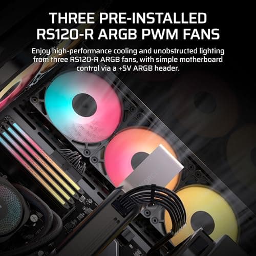 CORSAIR 3500X RS-R ARGB Panoramaglas Mid-Tower-PC-Gehäuse – 3 x RS120-R ARGB-Lüfter Inklusive, Platz für bis zu 10 x 120-mm-Lüfter, Kompatibel mit Motherboards mit Rückseitigem Anschluss – Schwarz Bild 6