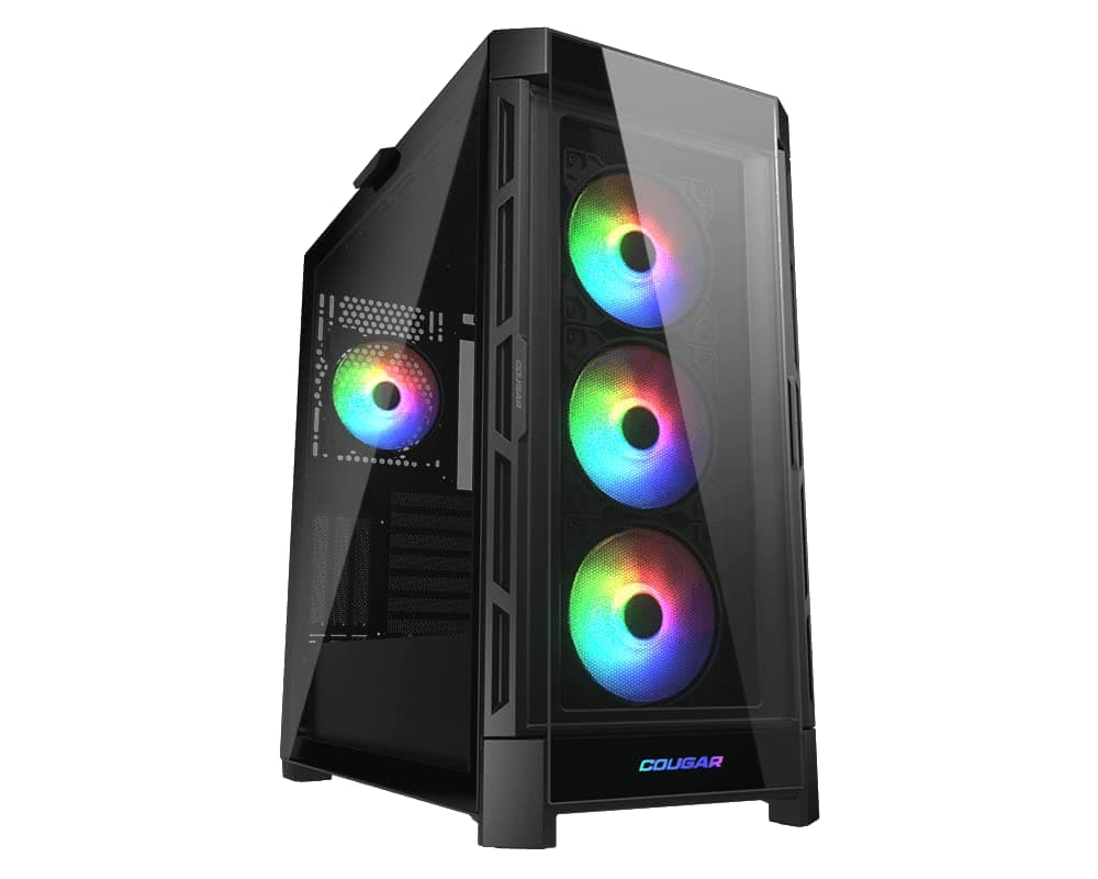 COUGAR DUOFACE PRO RGB Mid Tower PC-Gehäuse mit 2 separaten Mesh-Frontplatten und Glas und RGB-Lüftern (Black) Bild 7
