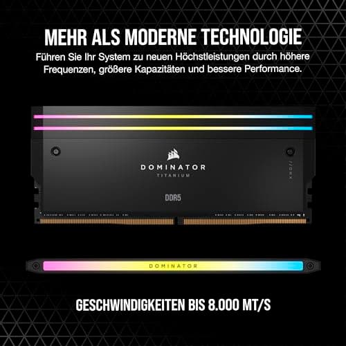CORSAIR Dominator Titanium RGB DDR5 RAM 32GB (2x16GB) Bis zu 6400MHz CL32 Intel XMP 3.0 Desktop-Arbeitsspeicher – Schwarz (CMP32GX5M2B6400C32) 32GB (2x16GB) Schwarz Bild 6