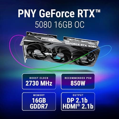 PNY GeForce RTX™ 5080 16GB OC Triple Fan Grafikkarte DLSS 4 VCG508016TFXPB1-O OC Bild 3