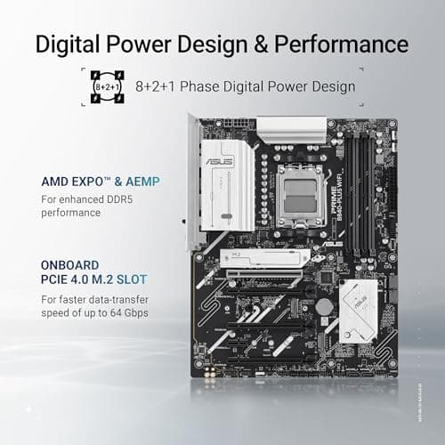 ASUS Prime B840-PLUS WiFi Mainboard Sockel AMD AM5 (AMD B840, ATX, DDR5 Speicher, 3X M.2, PCIe 4.0, WiFi 6E, Aura Sync) Bild 6