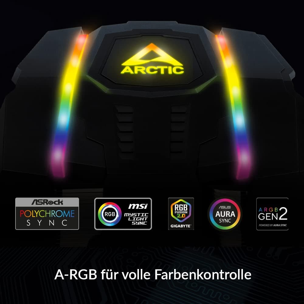 ARCTIC Freezer 50 TR (inkl. A-RGB Controller) - Dual Tower CPU Kühler für AMD Ryzen Threadripper SP3, sTR4 mit A-RGB, 120 mm/140 mm PWM P-Lüfter, 200–1800 u. 200–1700 RPM, Optimale Luftzirkulation Bild 5