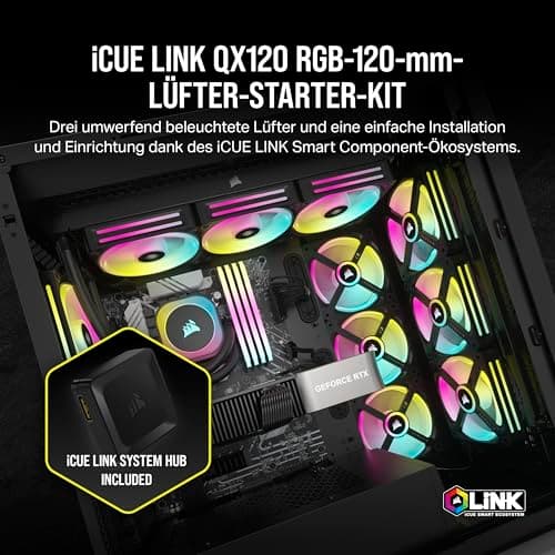 CORSAIR iCUE LINK QX120 RGB 120mm RGB Lüfter - Dreierpack - Schwarz Nur Fans Dreifach (120mm) Schwarz Bild 3