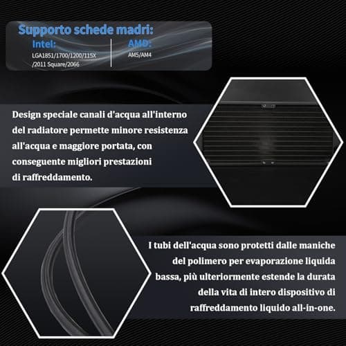 TR FW240 Black ARGB CPU Wasserkühler mit 2 PWM-Lüften, 3000 U/min Wasserpumpe, S-FDB-Bearing, für AMD/Intel Bild 8