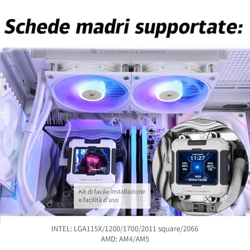 TR FW240 Weiß ARGB CPU Wasserkühler, Dual PWM Lüfter Wasserkühlungssystem, IPS LCD Display mit Auflösung 320 x 240, für AMD / AM4 / AM5 & Intel LGA1700 WHITE Bild 6