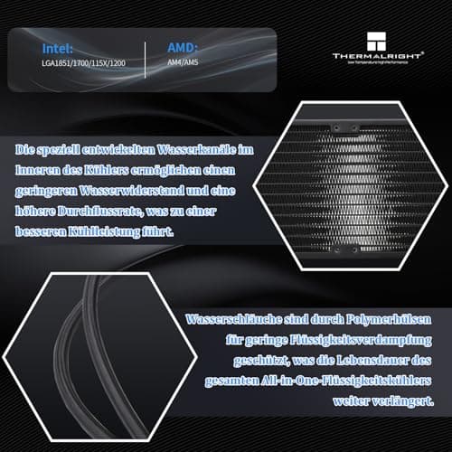Thermalright Frozen Infinity 240 BLACK CPU-Wasserkühler, 240 Aio CPU-Kühler, Doppel-TL-M12-PWM-Lüfter, Infinity Mirror CPU-Kühler, für AMD/AM4/AM5, Intel LGA1851/1700/1150/1151 Bild 8