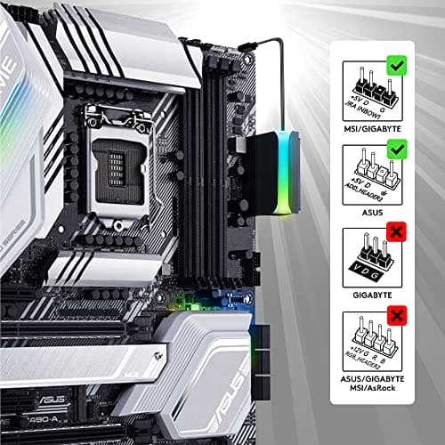 EZDIY-FAB ATX 24-Pin 90-Grad-Stromanschluss 5V 3 Pin ARGB Rainbow Buchse auf Stecker Netzteil für Computer-Motherboard ATX-Netzteil-1 Pack Schwarz Bild 4