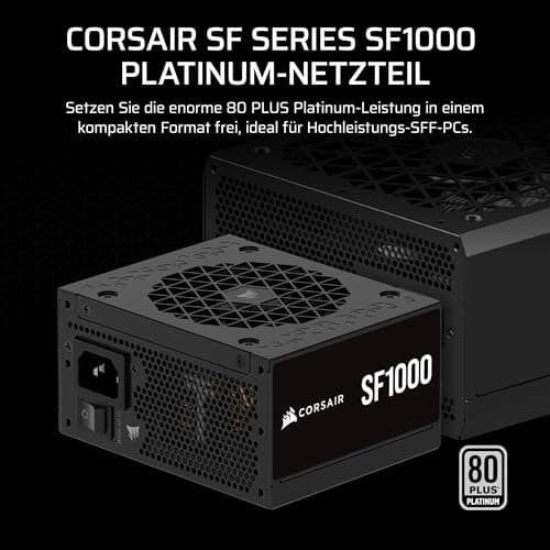 CORSAIR SF1000 (2024) Vollständig Modulares Geräuscharmes 80 Plus Platinum ATX-Netzteil – ATX 3.1-Kompatibel – PCIe 5.1-Fähig – SFX-to-ATX-Halterung im Lieferumfang Enthalten – Schwarz 1000 Watt Bild 4